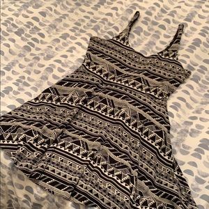 PINK Black and White Geometric Skater Dress